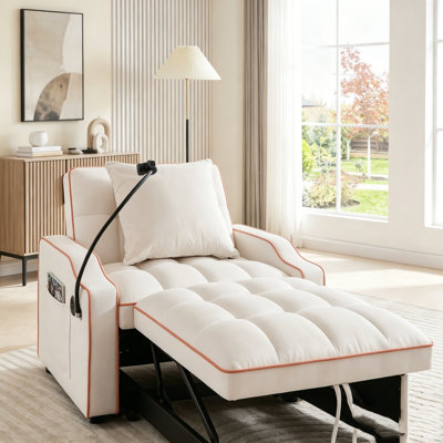 3 In 1 Convertible Sofa Chair With With Adjustable Backrest & Phone Holder & USB