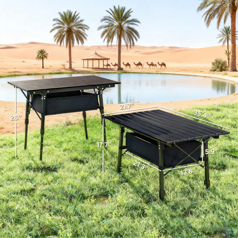Table de camping portative pour pique-nique en plein air, petite table pliante en aluminium avec sac de rangement, sac de transport