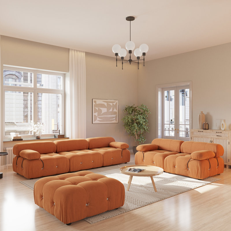 Ensemble de salon modulaire 3 pièces, Orange
