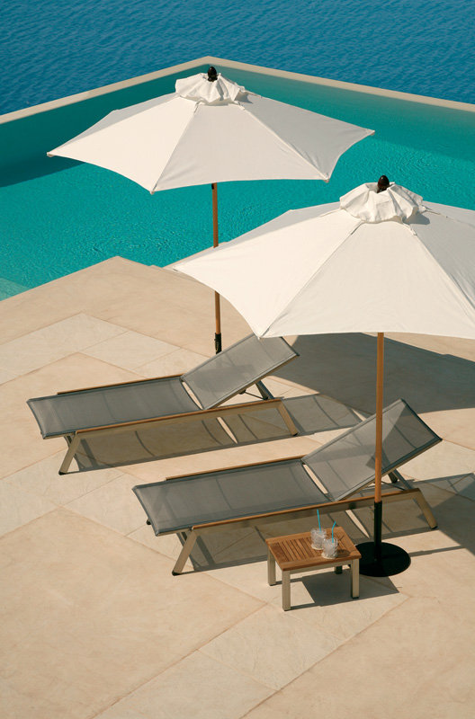 Equinox Outdoor Teak Armless Lounge Chair, Platinum