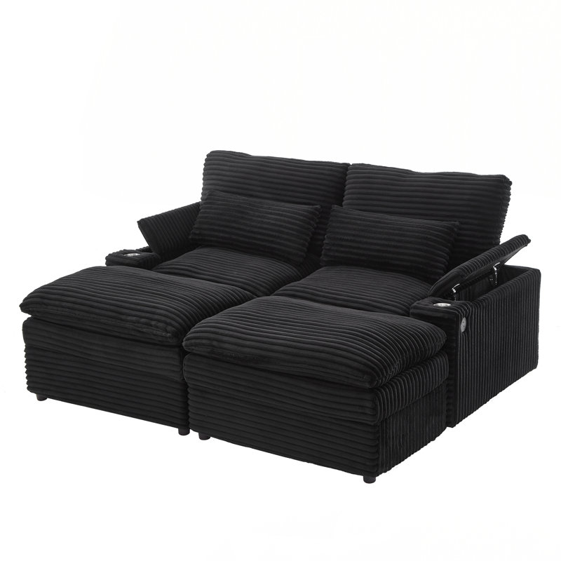 Convertible Sofa Bed with Storage Space, Black