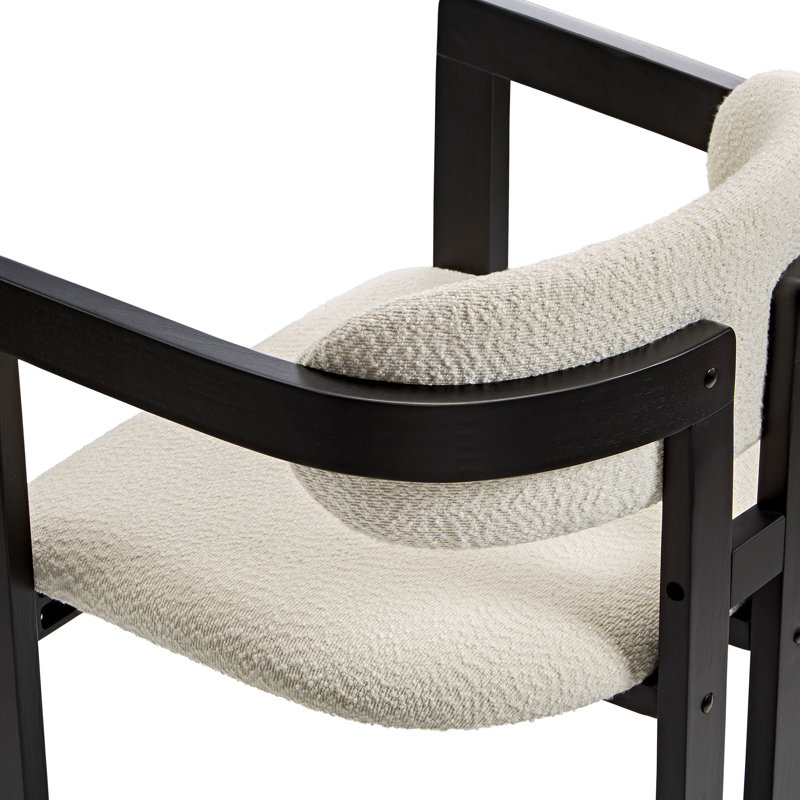 Elle Boucle Solid Wood Dining Chairs, Walnut/Black(Set of 2), Black