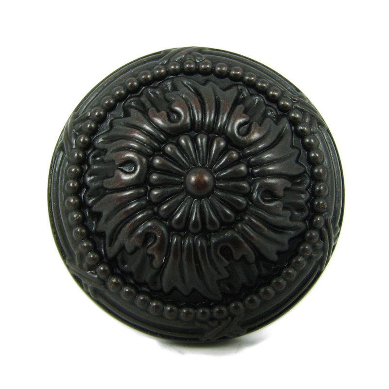 Oil Rubbed Bronze Round Floral Cabinet Knob with Mounting Hardware