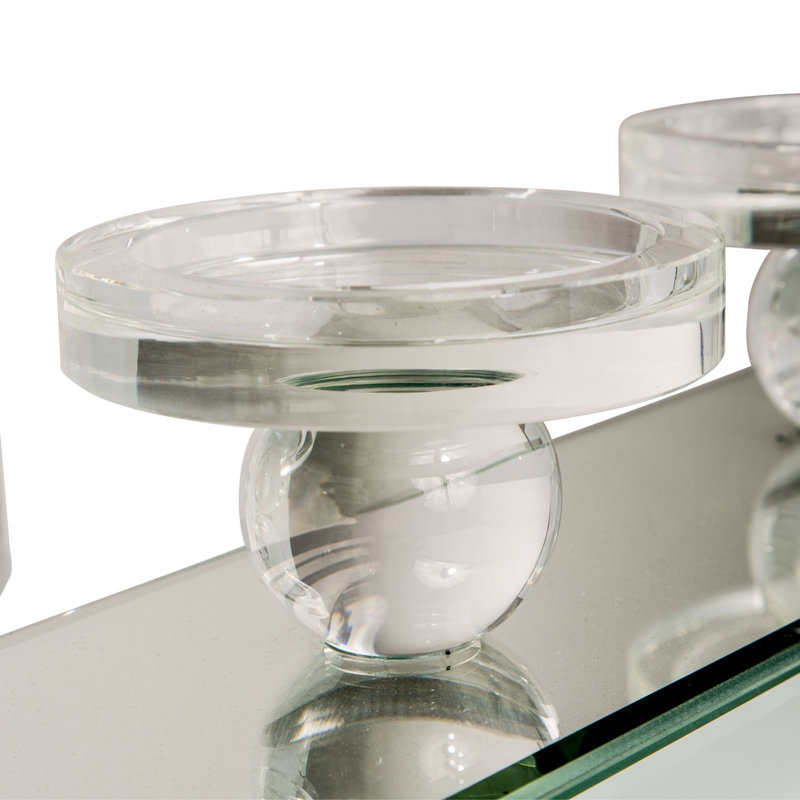 Montreal Elegance 8.75'' Glass Tabletop Candelabra with Crystal Accents