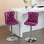 Tabourets de bar pivotants en velours à hauteur de siège réglable, base chromée, dossiers capitonnés confortables pour la maison et la cuisine, ensemble de 2-79076007-79076063