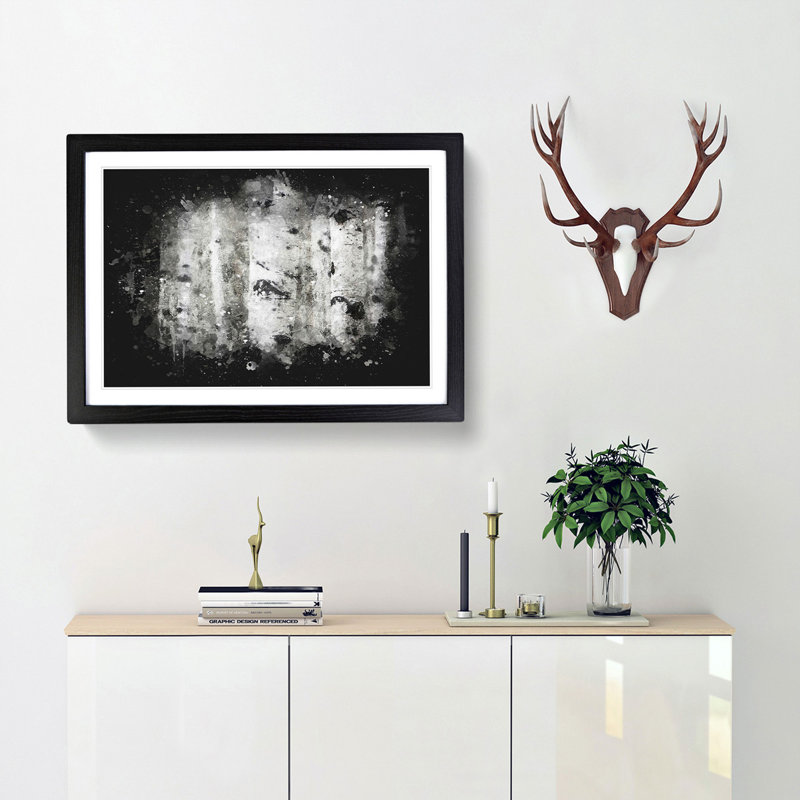 Silver Birch Tree Forest - Picture Frame Graphic Art Print, Black Framed, 45cm H x 63cm W x 2cm D