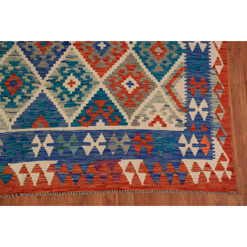 Tapis oriental kilim treillis plat tissé à plat 8 x 10