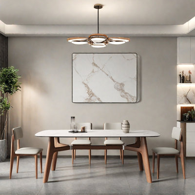 Modern and simple walnut colour dining table set