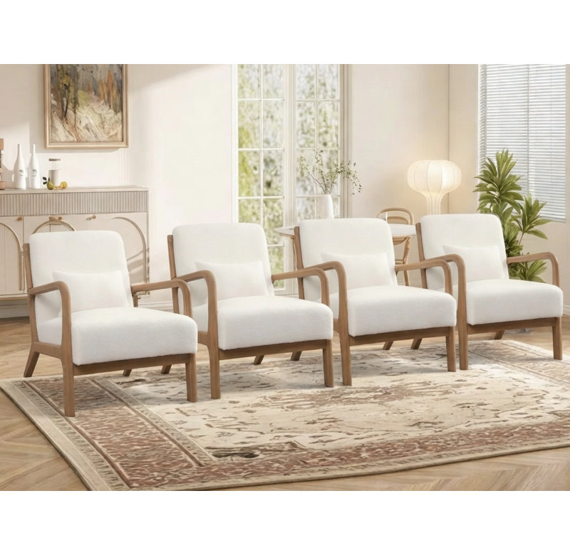 Chaise d'appoint rembourrée classique en bois massif de 26 po de largeur avec coussin supplémentaire
