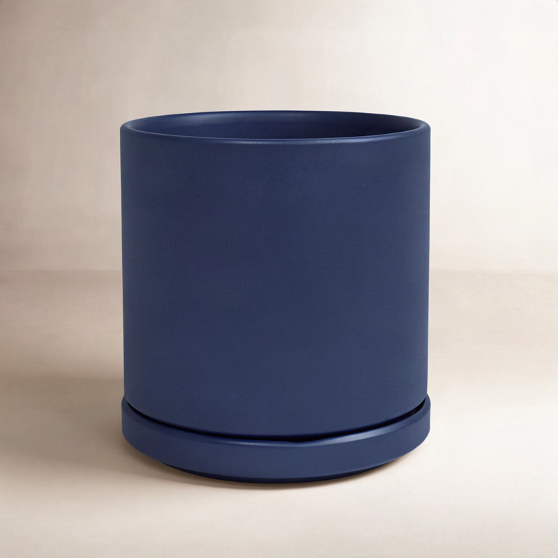 Pot de fleurs en céramique Cheryl, H 6,1 po x l 6,75 po x P 6,75 po, Bleu