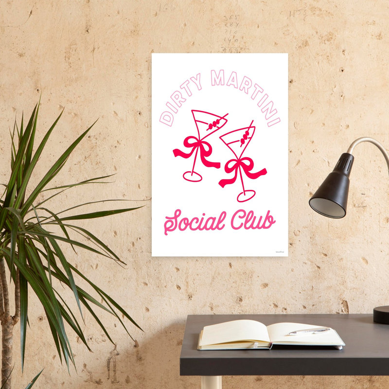 «Social Club Martinis with Bows», art abstrait rétro, art mural, H 24 po x l 16 po