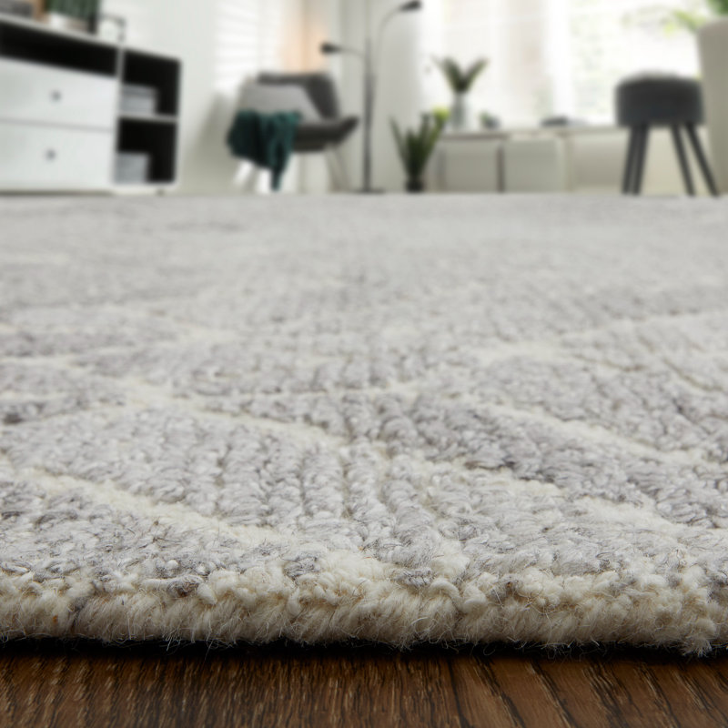Tapis gris en laine Amirah, Tapis de couloir 2 pi 6 po x 8 pi