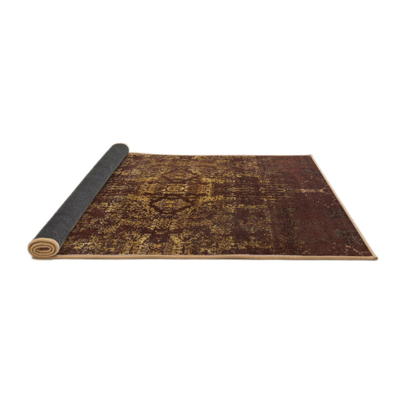 Tapis oriental brun / doré, Rond 8 pi