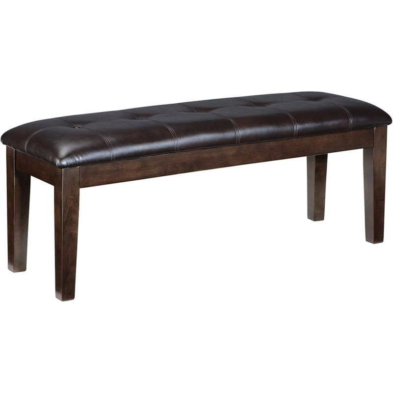 Traditional Upholstered Dining Room Bench, Dark Brown