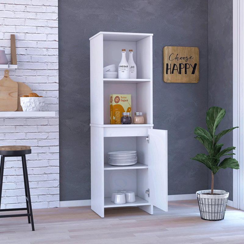 Armoire de cuisine, armoire à porte simple, tablettes intérieures et extérieures, finition blanche