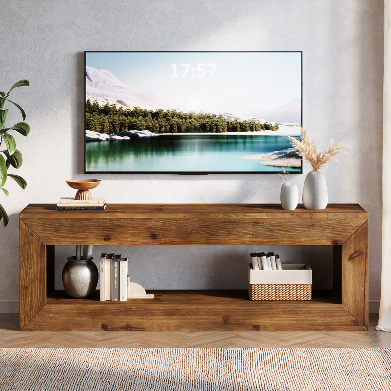 47" Solid Wood Tv Stand For 32/43/55" Tvs, Dark Brown