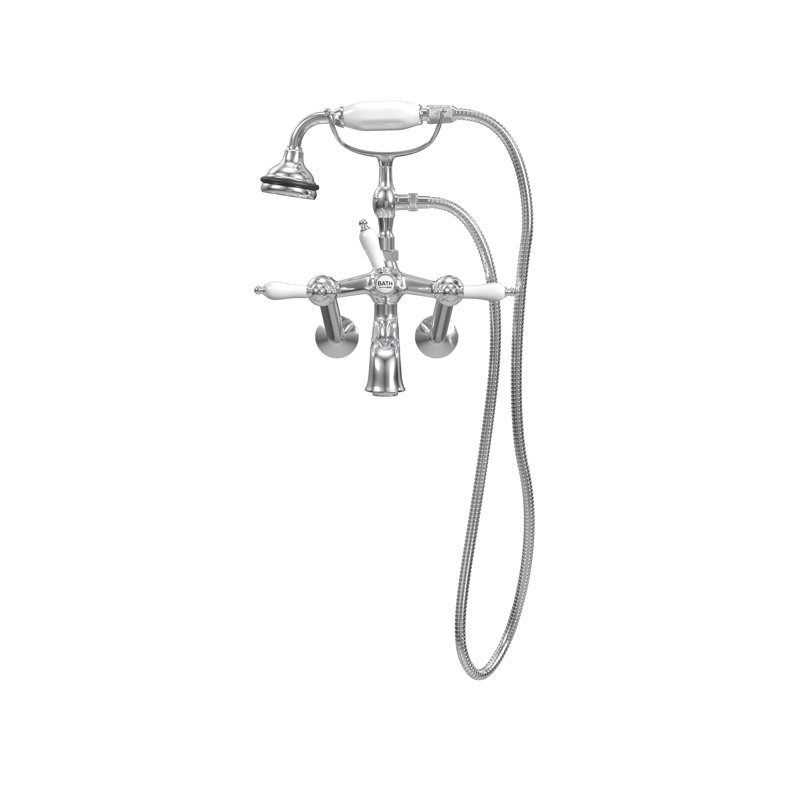 2 Handle Bathroom Clawfoot Tub Faucet with Diverter, Chrome