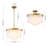 5 - Light Modern Tiered Alabaster Clouded Glass Drum Chandelier