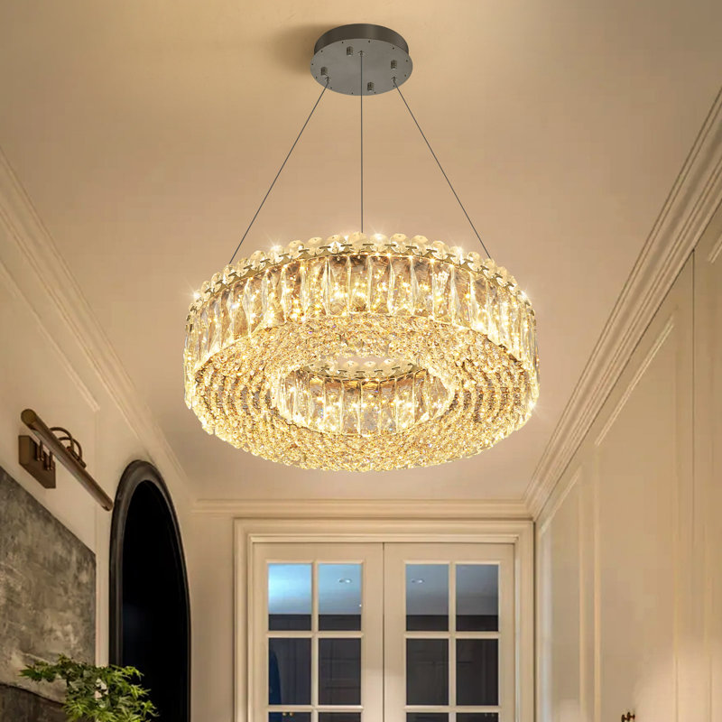 Lustre en cristal 16 po, Matte Black