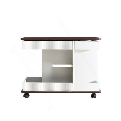 Adjustable End Table With Wheels, Modern Multifunctional Sofa Side Table With Lift-Top, 360°Rotating Top And Storage Space For Living Room, Small Space