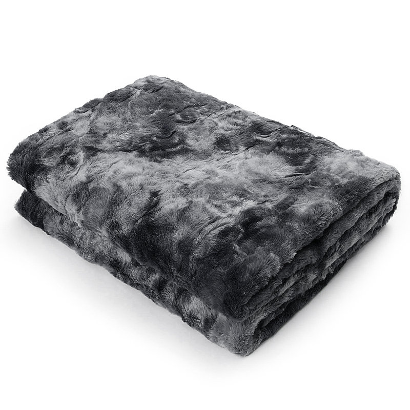 Jeté en fausse fourrure Faux Fur Throw Blanket, l 32 po x L 48 po, Noir