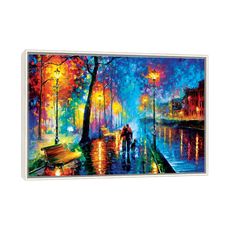 « melody of the night »-reproduction d’art sur toile tendue, Toile avec cadre flottant, H 32 po x l 48 po, Blanc patiné