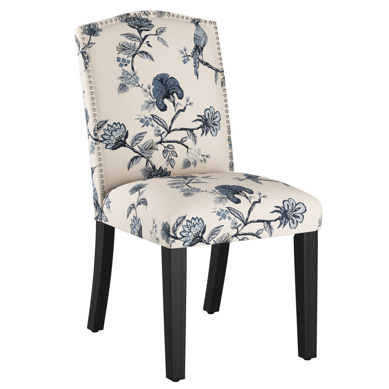 Chaise en coton Azzurro, Indigo Shaana, Bois noir