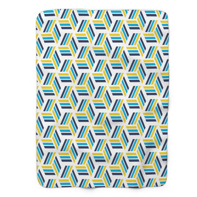 Blush Yellow Blue Tile - couverture sherpa de qualité supérieure 1 pièce