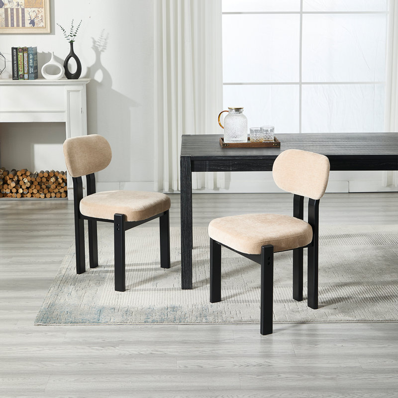 Modern Solid Wood Upholstered Dining Chair With Backrest,Beautiful Side Chair For Dining Room, Office And Parlor, Khaki