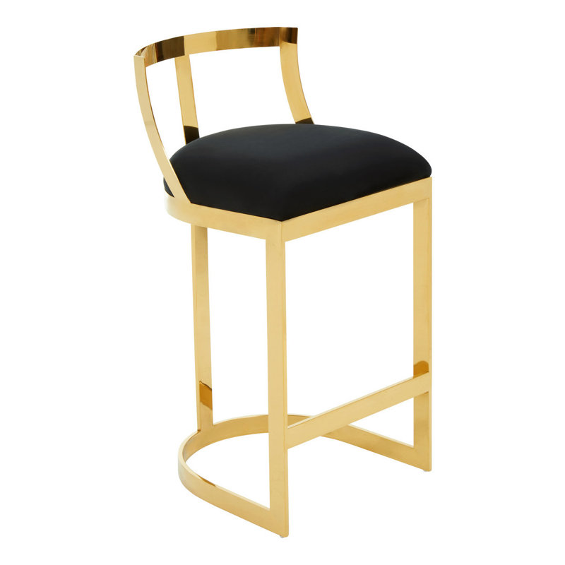 Roncy Upholstered Counter Stool with Metal Frame, Black