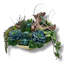 Conception succulente dans un vase en métal à piédestal circulaire doré
