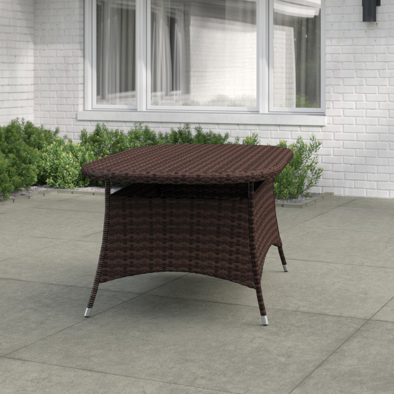 Leyland Oval Wicker Outdoor Dining Table , 69'' in. W 38.25'' in. D, Brown