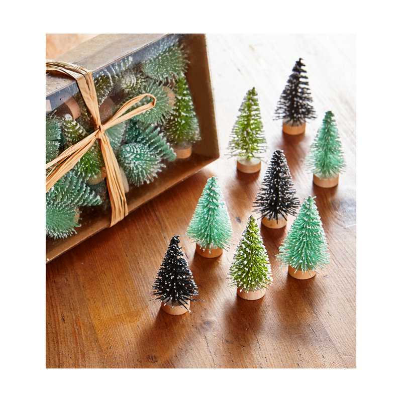 Mini ensemble de 24 mini sapins de Noël artificiels