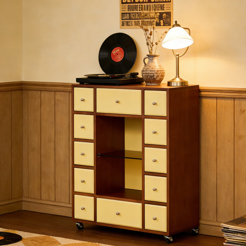 Commode d'appoint de style rétro moderne, Marron clair