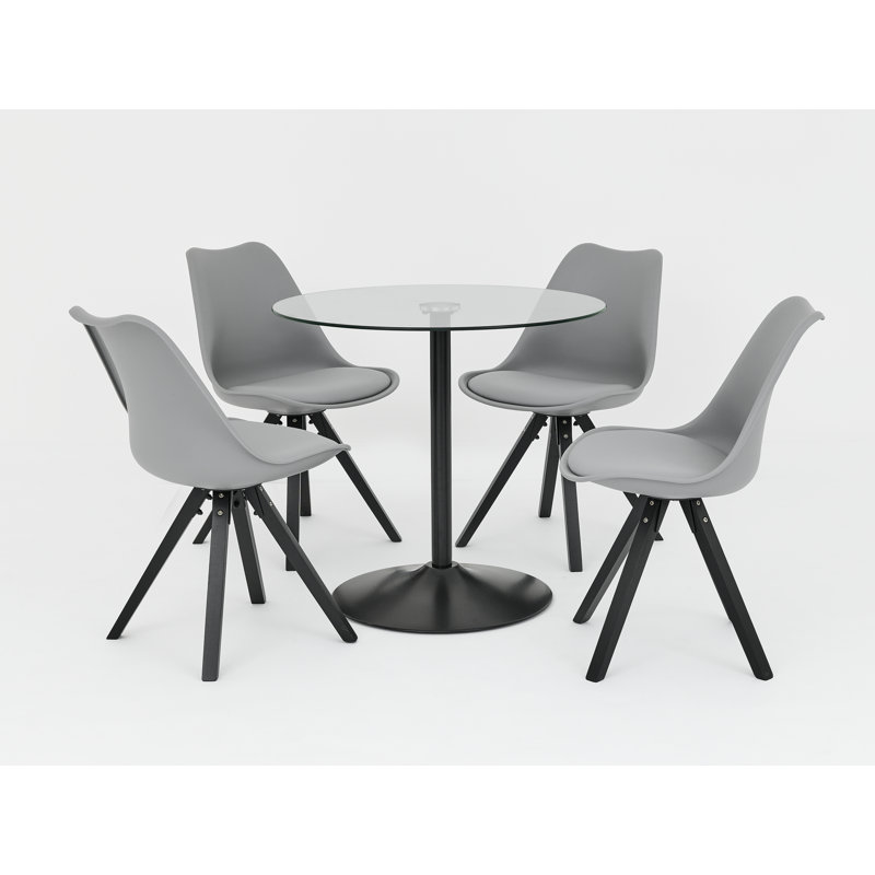 4 - Person Dining Set, Clear, 75cm H x 80cm W x 80cm D