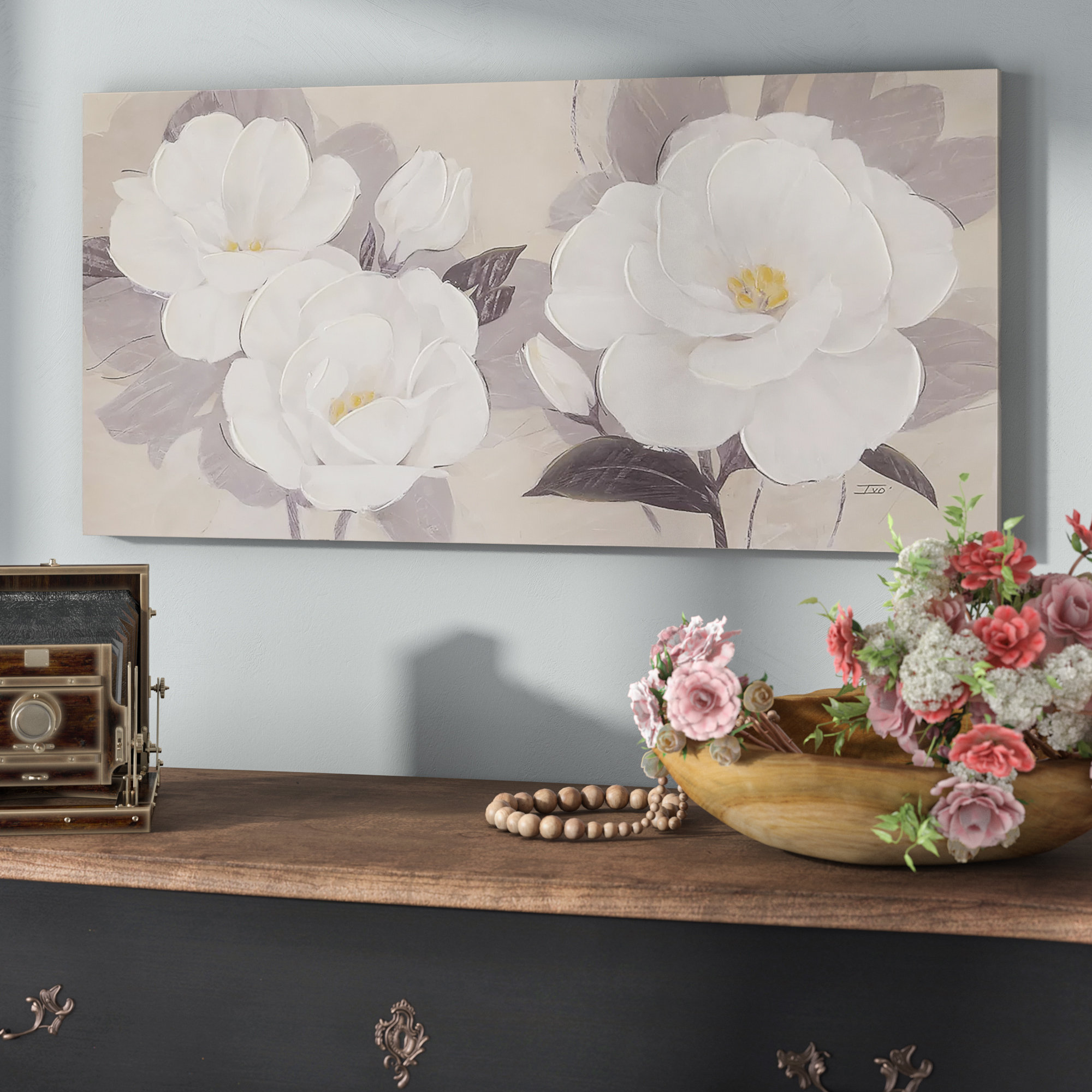 Ophelia & Co. Midday Bloom Florals Embellished Canvas Wall Art & Reviews Wayfair