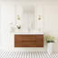 Meuble-lavabo flottant 48 po avec lavabo et rangement mural, lavabo à surface solide, tiroirs à fermeture en douceur, noyer doré miel entièrement fabriqué, conception fonctionnelle pour l'organisation esthétique, résine