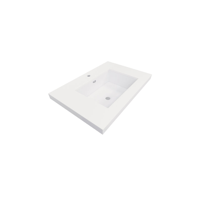 Lavabo de salle de bain rectangulaire encastré blanc avec trop-plein