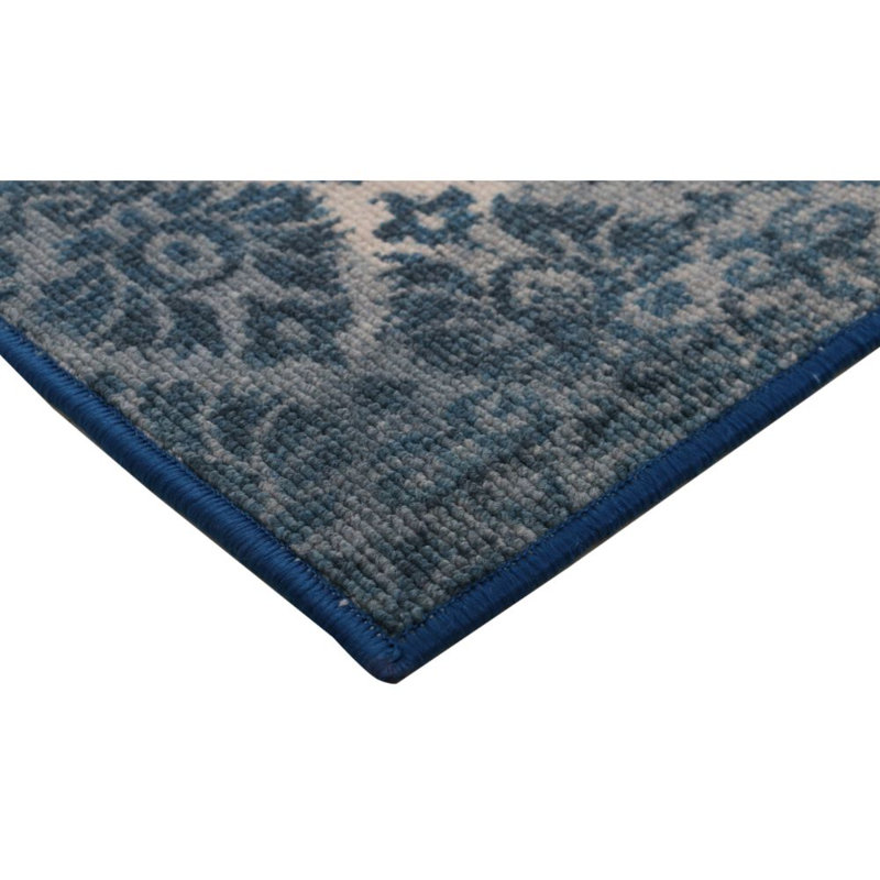 Tapis décoratif bleu marine Touffeté à la main Philbrick ikat, Rectangle 7 pi 6 po x 9 pi 6 po
