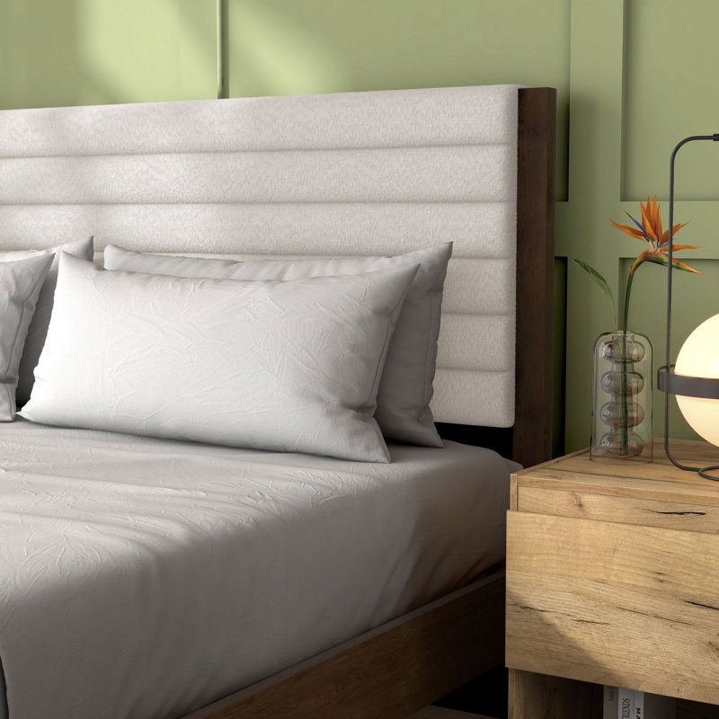 Casondra Upholstered Platform Bed, Dark Walnut