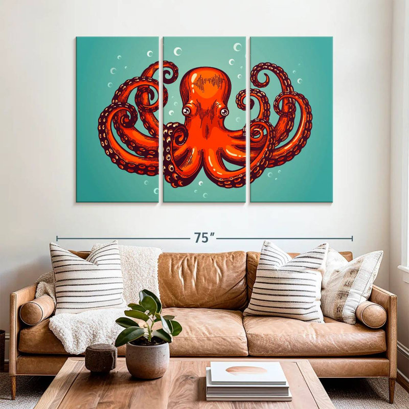 Mighty Red Octopus, 42" H x 65" W