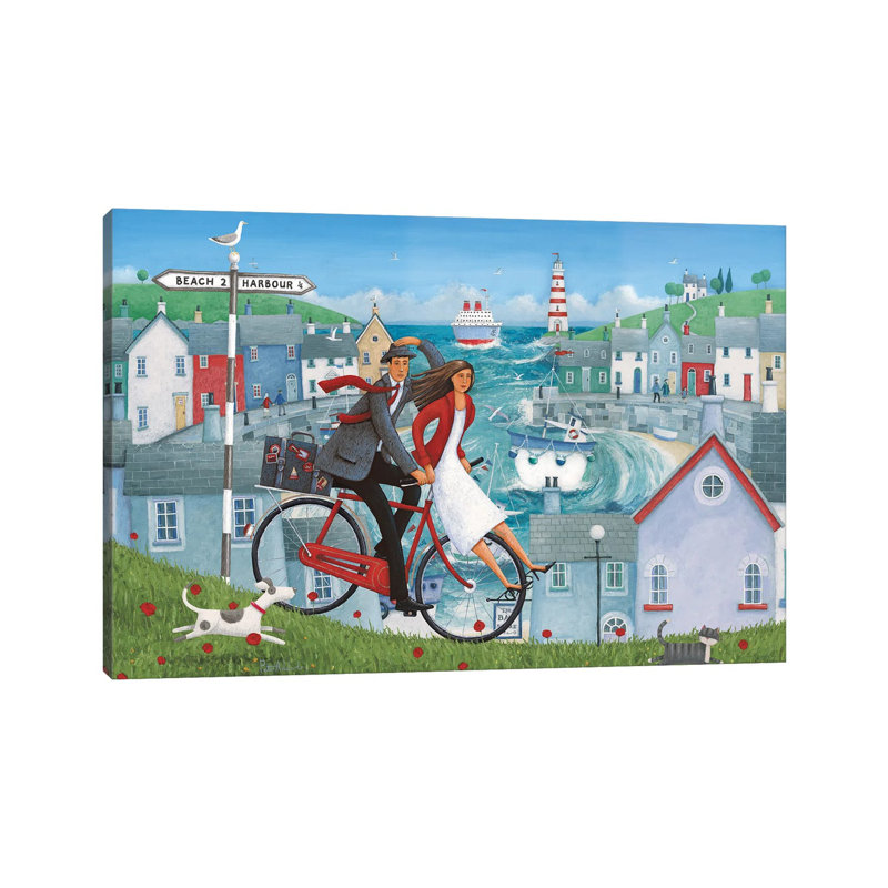 Bicycle Seascape Artwork by Peter Adderley - Wrapped Canvas Gallery-Wrapped Canvas Giclée