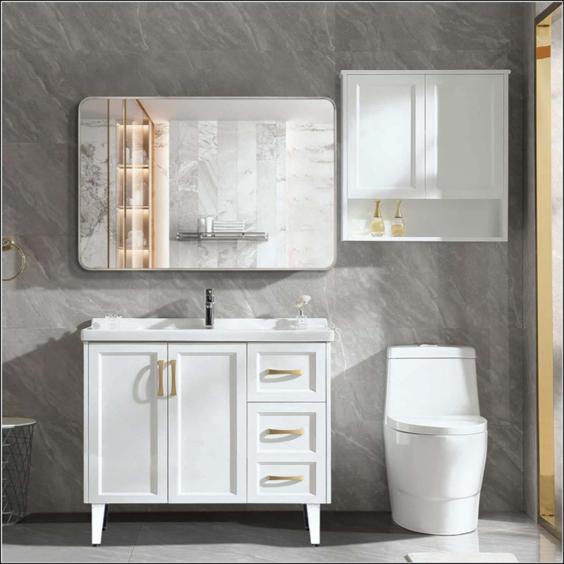 Miroir mural pour salle de bain, Argent, 40 po x 30 po