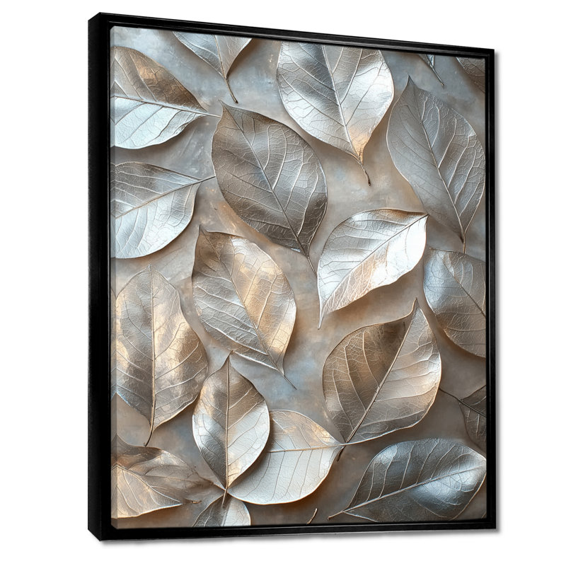 «Copper Copper Pewter Leaves II - Leaves», reproduction sur toile encadrée, H 44 po x l 34 po, Noir