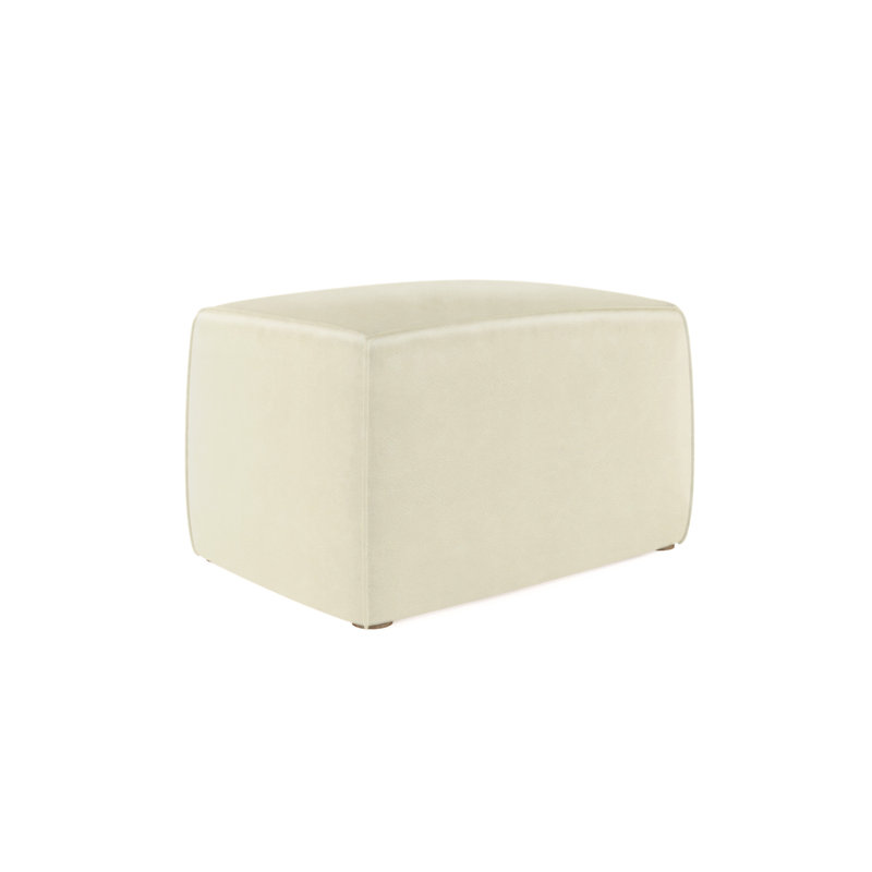 Varick Cube Ottoman, Plush Velvet Silver Streak, Natural