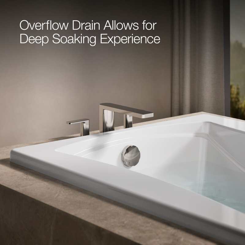 Mariposa® 72" x 36" Drop in Whirlpool Acrylic Bathtub with Heater, White