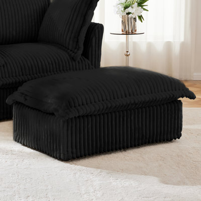 Durable Corduroy Fabric Ottoman With Soft Texture, Ideal For Relaxing Spaces by Latitude Run