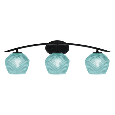 Barre d'éclairage de salle de bain 3 lumières avec verre texturé 6 po Kurve