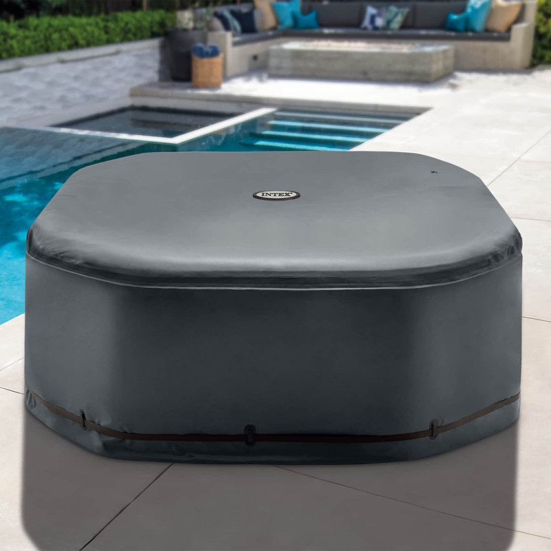 INTEX Spa Cover Dark Grey PVC and PU Outdoor Accessory Garden Modern Hexagonal, 72cm H x 180cm W x 180cm D