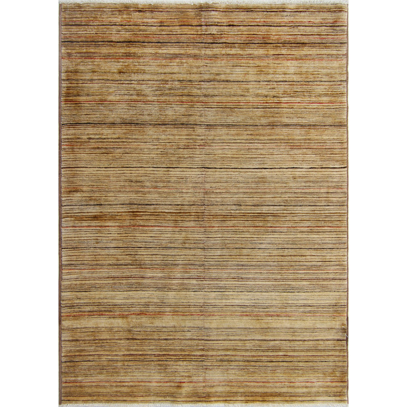 Tapis fin fait à la main Chobi Skarly - brun - doré, 4 pi 0 po x 5 pi 10 po